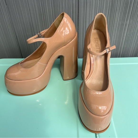 Shutz Nude Zayne Platform Mary Janes 8.5 - Picture 3 of 11